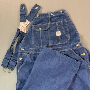 VTG Red Camel Sanforized Bib Overall Men 36x27 Blue Denim Workwear Carpenter 50s
